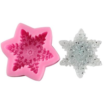 China Wholesale Viable Holiday Decoration Large Christmas Snowflake Cake Soap Candle Wax Plaster Molds EF021 for sale