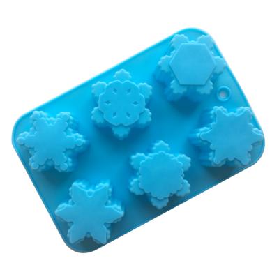 China Viable Christmas ES037 6 Cavities Snowflake Silicone Moon Cake Dessert Soap Making Molds for sale