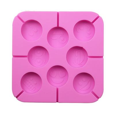 China ES198 Food Grade Face Silicone Lollipop Mold Sustainable Non-Stick Smile Chocolate Mold for sale