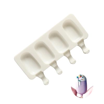 China Best Viable ES159 Selling 4 Cavity Small Oval White Popsicle Silicone Ice Cream Mold for sale