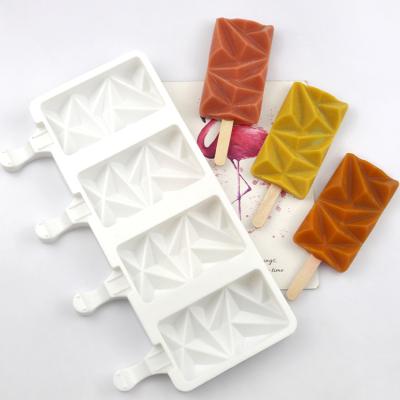 China Large Viable ES268 Food Grade Simple Diamond Irregular Shape Silicone Cream Silicone Ice Cream Mold for sale