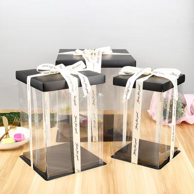 China Plastic Disposable Large Transparent Clear Craft Gift Packing Square Pet Cake Box for sale