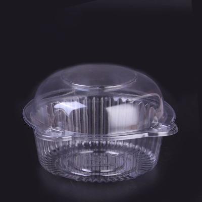 China High Quality Disposable Round Transparent Cupcake Fruit Tray Food Storage Boxes With Plastic Lid for sale