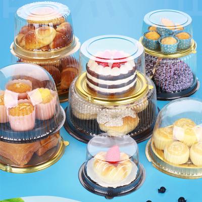 China Wholesale Bulk Recyclable Blister Around Clear Dome Dessert Cupcake Container Packaging Cup Plastic Cake Boxes for sale