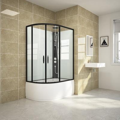 China Modern Black Modern Tempered Glass Acrylic Tray Glass Shower Room for sale