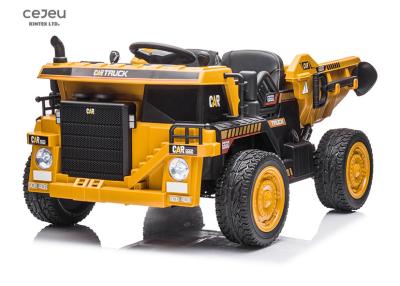 China Gele de Jonge geitjesrit van 2.4G RC op Toy Truck Dump Battery Operated-Rit op Vrachtwagens 12V10AH Te koop