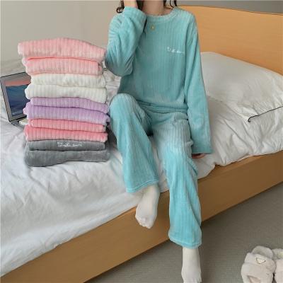 China 2022 Home Service Two-piece Suit Newcomer Flannel Long-sleeved Thermal Pants QUICK-DRY Autumn And Winter Pajamas Women for sale