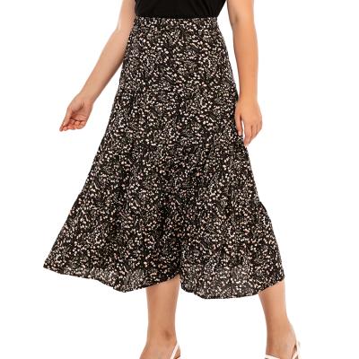 China 2022 new arrival floral dry cleaning elastic waist plus size women's skirt loose and slimming flower mid length skirt for sale