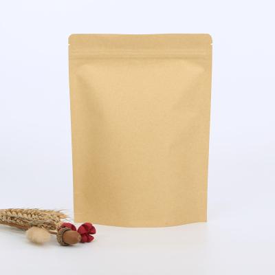 China Recycled Materials Kraft Paper Resealable Holder Up Pouches Food Tea Packaging Pouches Waterproof Ziplock Paper Waterproof Pouch Bag Custom Holder With Zipper for sale