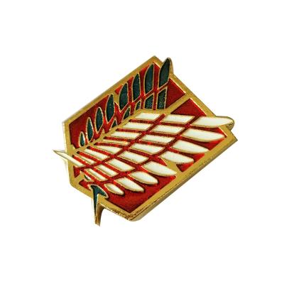 China Gold Japan Metal Steel Style Japan Anime Comic Eren Attack On Titan Shingeki No Kyojin Hard Enamel Lapel Pins Badge for sale