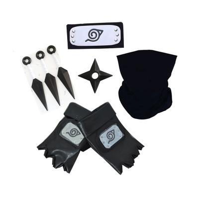 China Wholesale Soft Japanese Anime Mitten Gloves Kunai Ninja Cosplay Sasuke Itachi Kai Costume Accessories Leather Hatake Kakashi Sets for sale