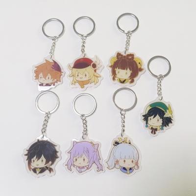 China Promotion Gift Key Chain Game Vision Lnazuma Ganyu Keqing Wendi Transparent Crystal Acrylic Characters Wind Fire Key Chain Genshin Impact Toy Keychains for sale