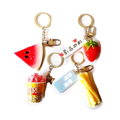 China PLASTIC Cute Orange Strawberry Fruit Food Promotion Gift Simulation Gift PVC+Zinc Pendant Creative Small Key Chain Bag Opens OEM for sale