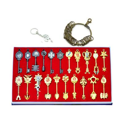 China Souvenir Gift 21pc/set Anime Comic Cosplay Zodiac Star Spirit Magician Summons Lucy Constellation Keyring Weapon Main Fairy Tail for sale