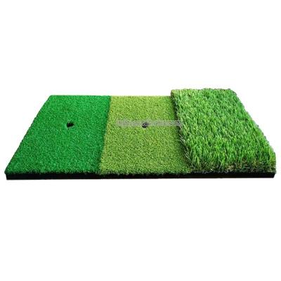 China Anti-Skid 3 In 1 Short Display Of Hitting Mat Driving Range Trajectory Grass Golf Hitting Mat Diy Golf Hitting Mat for sale