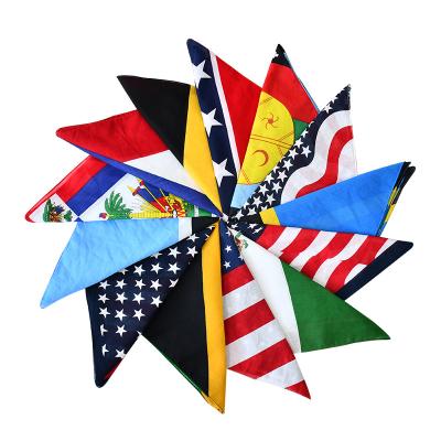 China Square Multifunctional Wholesale Bandanas Cotton Different Country Banner Printed Bandana Outdoor Sport Headband Men Women Men Hair Accessories for sale