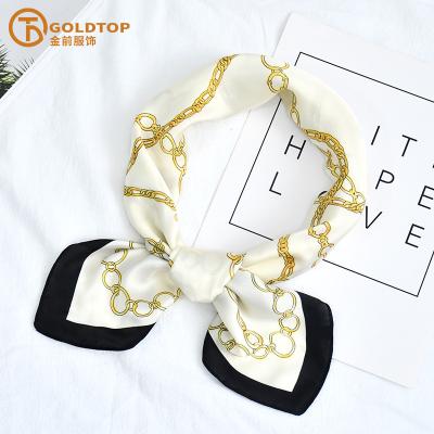 China 70x70cm Multifunctional High Quality Square Silky Bandanas Unique Colorful Luxury Design Pnited Silk Scarf Women Bag Decorate Hair Accessories for sale