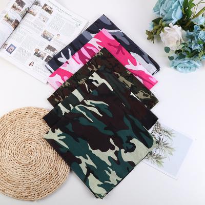 China Wholesale Custom Camouflage Printed Bandanas 100% Cotton Outdoor Bandana Hair Accessories Multifunctional Colorful Men Women Square Headwrap for sale