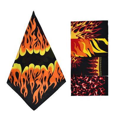 China New Multifunctional Wholesale Organic Cotton Square Bandana Party Headbands Men Women Hair Accessories Hip Hop Flame Hip Hop Bandanas for sale