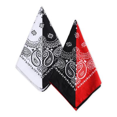 China Multifunctional Two Color Stitching Unique Printed Paisley Bandana Polyester Square Bandanas For Women Men Sports Scarf Headband Custom Headwear for sale