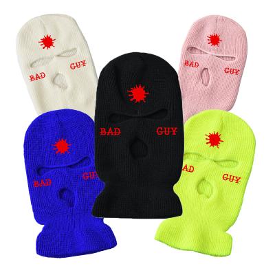 China 2022 COMMON New Fashion Custom Embroidered Full Face Ski Mask 3-Hole Knitted Balaclava Hat Men Women Warm Outdoor Sport Hat Balaclavas for sale