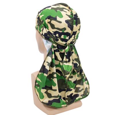 China Wholesale Custom Designer Multifunctional Beanies Durags Satin Camouflage Durags Unisex Silk Durag Bandana Turban Long Ties Durag Pirate Hat for sale