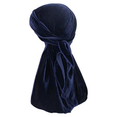 China Multifunctional Wholesale Custom Durags Durag Bandana Silk Turban Solid Color Satin Durags Velvet Hoods Long Ties Durag Pirate Hat for sale