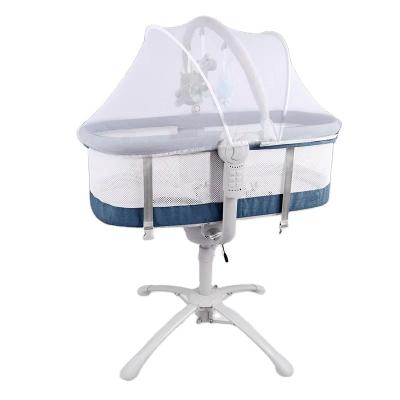 China Modern Blue Mobile Foldable Baby Hutch Function Baby Swing Cribs Electric Baby Crib Near Sleeper for sale