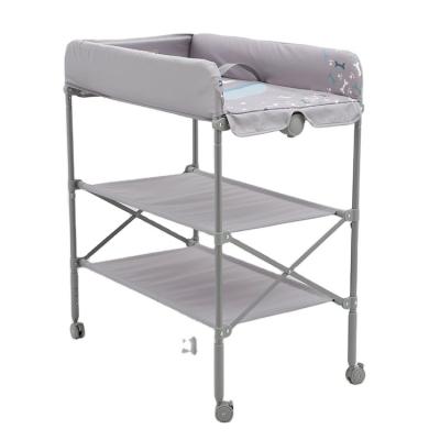 China Portable Folding Folding Changing Table Bath Room Two Storage Shelf Baby Changing Table for sale