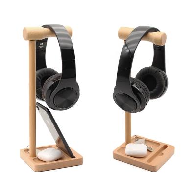 China Wooden Desk DDP Desktop PC Gaming Earphone Hanger Headset Stand For Table Mount for sale