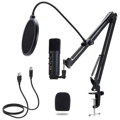 China Microphone With Arm Vlog Desktop Stand Streaming Gaming USB Condenser Microphone For Podcast for sale