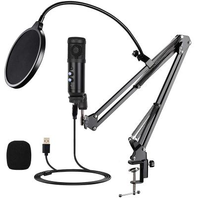 China Cardioid Microphone with Desktop Kit Recording USB Vlog Condenser Gaming USB Microphone with Arm Stand for sale