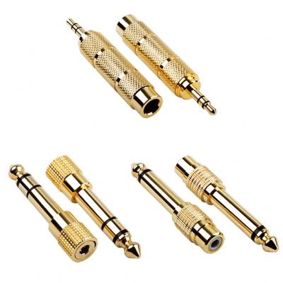 China audio & Video to OEM Factory Professional 3.5mm RCA Phone Adapter Connector to Metal Shell, 6.35mm Brass Pin Male to Female and Male Gold Plated for sale