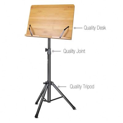 China Factory Adjustable Orchestral Musical Instruments Factory Sheet Metal Wood Music Stand For Musical Note for sale