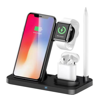 China Smart Watch Wireless Charger Foldable 15W Induction Fast Charging Stand 4 in 1 Wireless Charger for iPhone 13 12 11 for Airpods for iWatch for sale