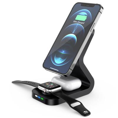 China Multifunctional Smart Watch Wireless Charger 3 in 1 Type C Universal Phone Holder Dock Station 15W Qi Fast Magnetic USB Charging Wireless Charger for sale