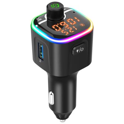 China With Wireless Type C 18W MP3 U Disk Play MP3 FM Transmission USB Wireless QC 3.0 Car Charging Fast Charger QC3.0 FM Transmitter Car Charger palladium for sale