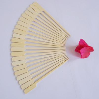 China Thermal resistance 2022 new style bamboo paddle skewers kebab maker customize bbq stick bbq accessories flat bamboo meat skewers sticks for sale