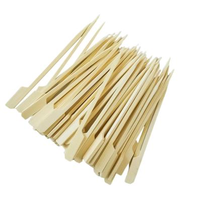 China Heat Resistance Wholesale BBQ Sushi Paddle Shape Fruit Picks Flat Bamboo Skewer for sale