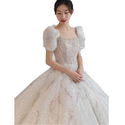 China Luxury Dry Cleaning Lace Beading Lantern Sleeve Wedding Dress Sale Fashion Women Custom Item Sexy Short Hot White Bride Dresses OEM Anti for sale