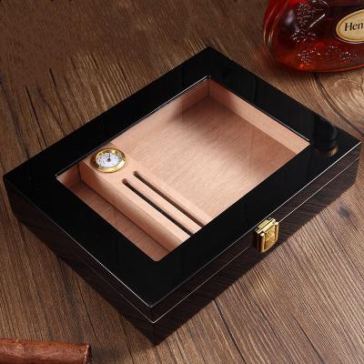 China Cigar Storage Custom Piano Paint Cigar Box Canadian Cedar Solid Wood Cigar Moisturizing Box Portable Cuban Cigar Box for sale