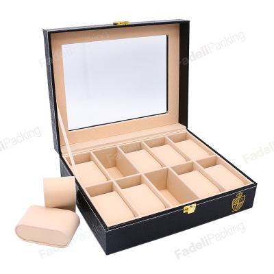 China Wholesale 10 Slots PU Leather High Quality Leather Watch Display Watch Packaging Storage Box for sale