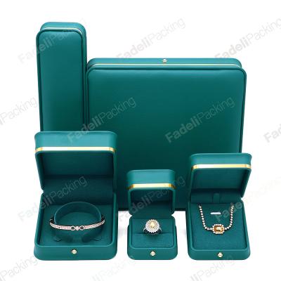 China Custom Leather Bracelet Ring Jewelery Packing Gift Box PU Necklace Fadeli Logo Jewelry Boxes Set Wholesale for sale