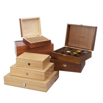 China Cheap Wood Customized Handmade Handmade Logo Packaging Gift Wooden Custom Vintage Pan Box Tea Storage Box Retro for sale