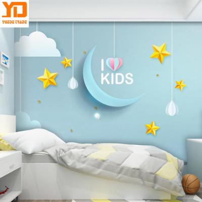 China Eco-friendly 3D Wall Stickers Home Decor Customized Net Red Wall Background Studio Wallpaper Living Cartoon for sale