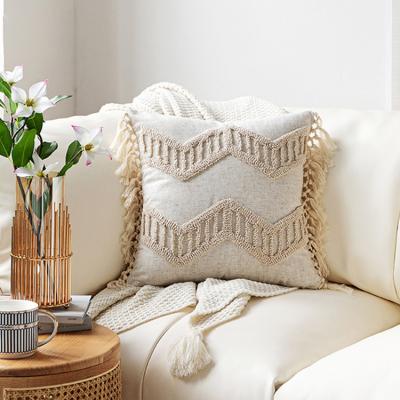 China Bohemian Tufted Home Folded Tassel Pillowcase Sofa Bedroom Living Room 45 x 45 cm for sale