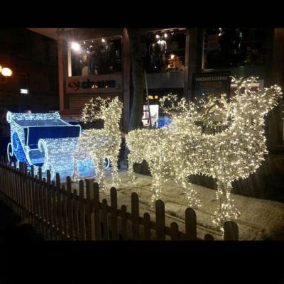 China 3d pattern light outdoor decoration running strip 3d led large christmas reindeer sleigh carriage pattern lights for sale