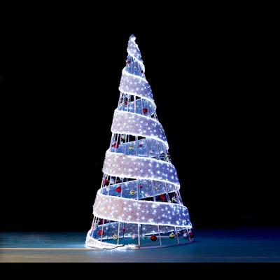 China Outdoor Giant Spiral Round Christmas Tree Holiday Decoration Street Shopping Mall 3d Decoration Led Pattern Light for sale