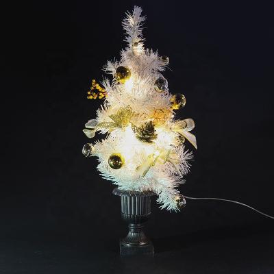 China Flash 30cm Mini Artificial LED Fairy Light Bedroom Plastic Style Desktop Plastic Twinkle Warm White Christmas Tree for sale