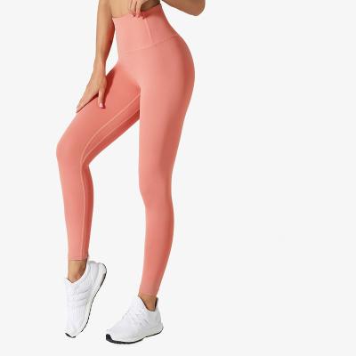 China Breathable New style seamless nude high-waisted peach sports yoga pants for abdominal control and hip lifting, tight-fitting breathable qui for sale